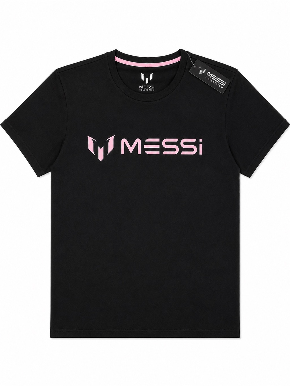 Messi Black T-Shirt with Pink Logo